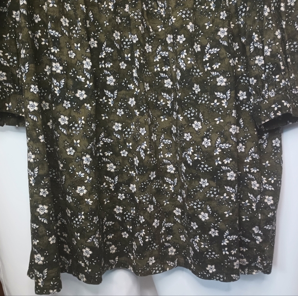 Old Navy Peasant Dress XL Mini Green Floral Balloon Sleeve Boho Forest Fairy - Picture 5 of 13